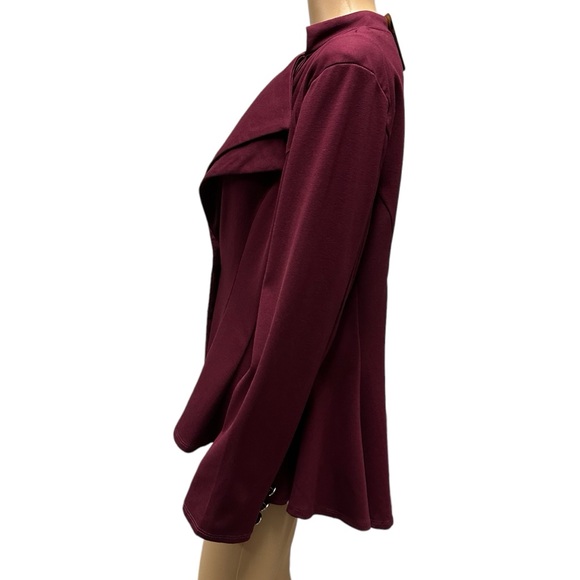 Hybrid and Co Burgundy Peplum Shoulder Pad 1 Button Stretch Blazer Plus Size 2X - Picture 3 of 10